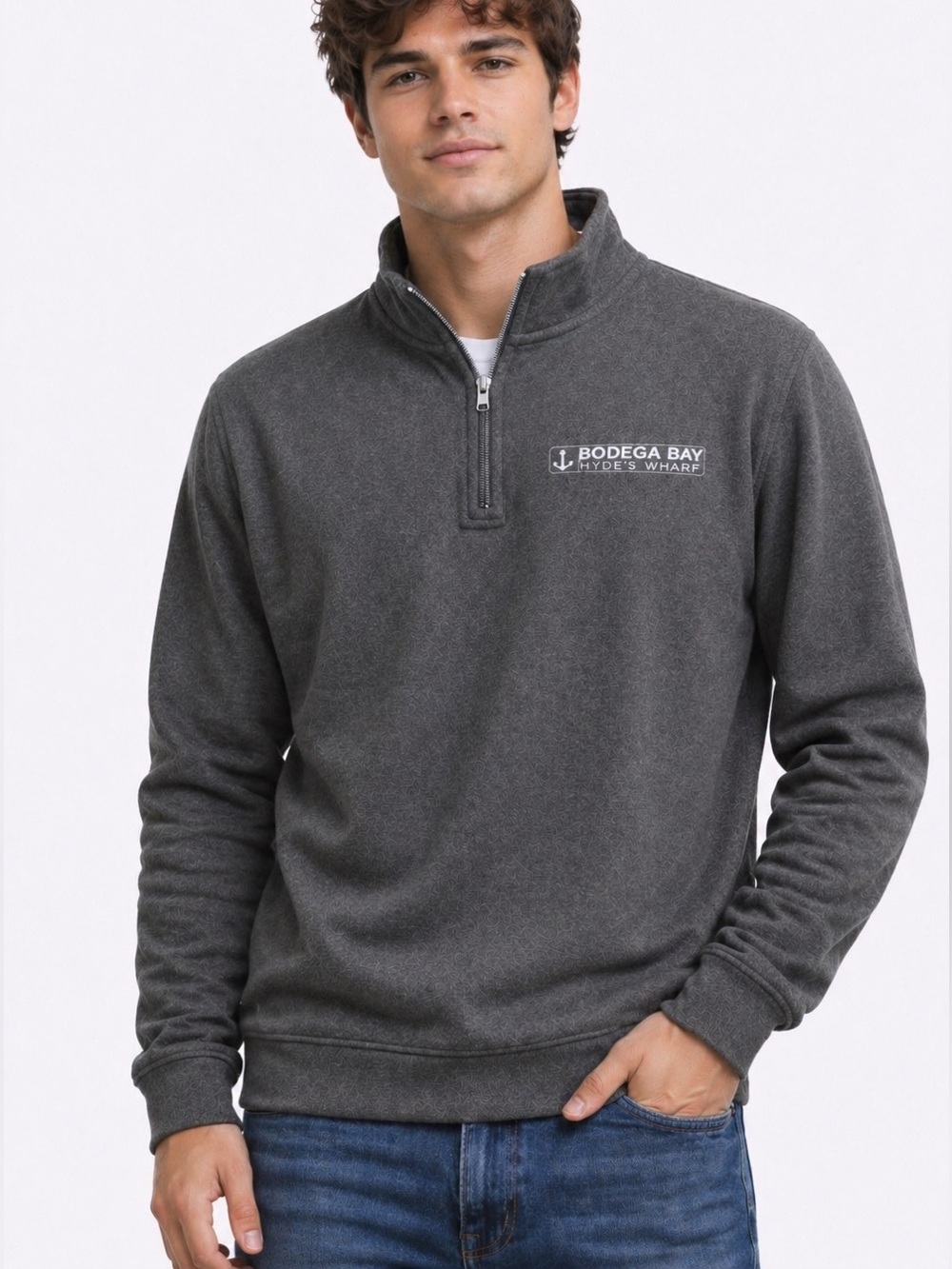 Vintage Men's Gray Half-Zip Sweater
